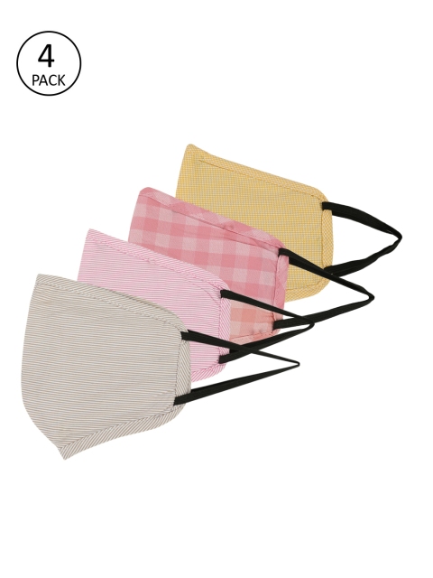 

Dressberry Women Pack of 4 Reusable 3 Layer Outdoor Masks, Pink