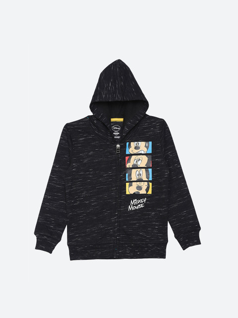 

Kids Ville Boys Black & Yellow Mickey Mouse Printed Hooded Sweatshirt