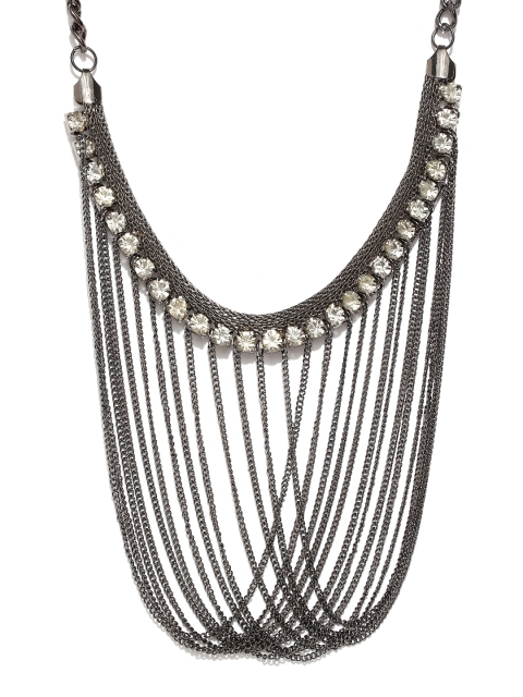 

Anouk Gunmetal-Toned Stone-Studded Statement Necklace, Metallic