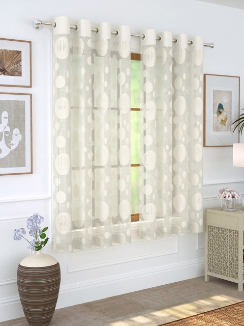 

Story@home Cream-Coloured Set of 2 Sheer Window Curtains