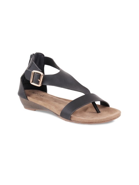 

Rocia Women Black Solid T-Strap Flats