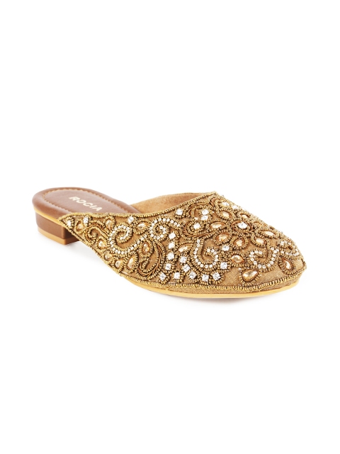 

Rocia Women Gold-Coloured Embellished Mojaris