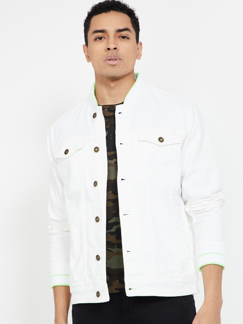 

UCLA Men White Solid Denim Jacket