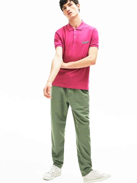 

Lacoste Men Pink Solid Polo Collar T-shirt