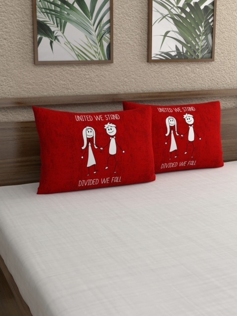 

My Room Set of 2 Red & White Abstract 210TC Pillow Covers