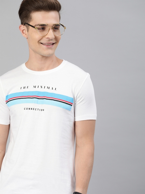 

Mast & Harbour Men White Printed Round Neck T-shirt