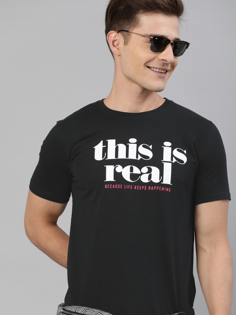 

Mast & Harbour Men Black Printed Round Neck T-shirt