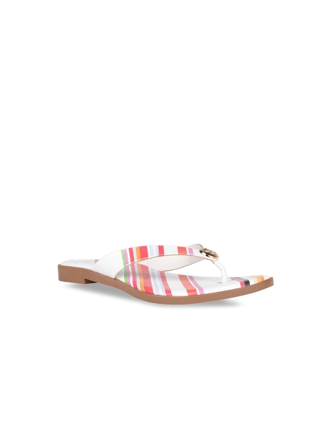 

Rocia Women White & Red Striped Open Toe Flats