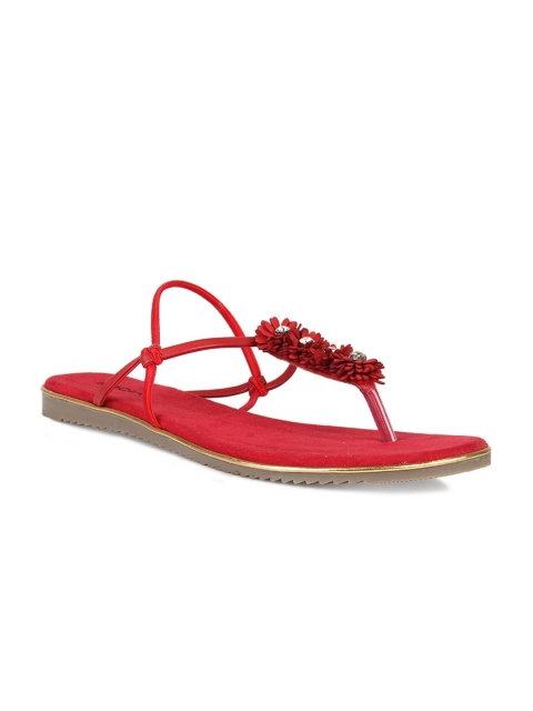 

Rocia Women Red Embellished T-Strap Flats