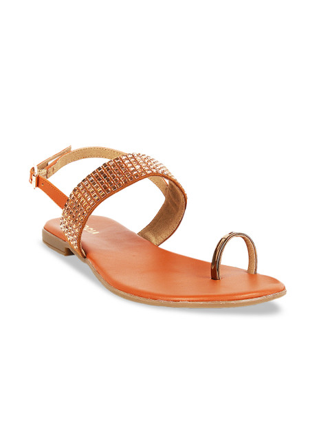 

Rocia Women Orange & Gold-Toned Embellished One Toe Flats