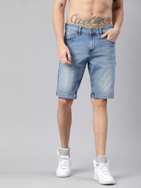 

HERE&NOW Men Blue Washed Slim Fit Denim Shorts