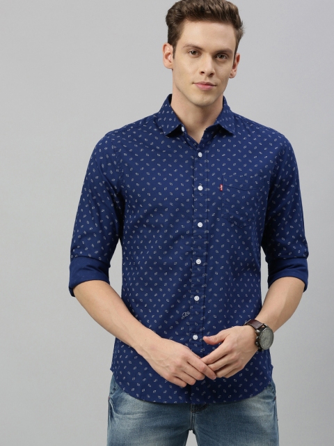 

Levis Men Navy Blue Slim Fit Geometric Printed Casual Shirt