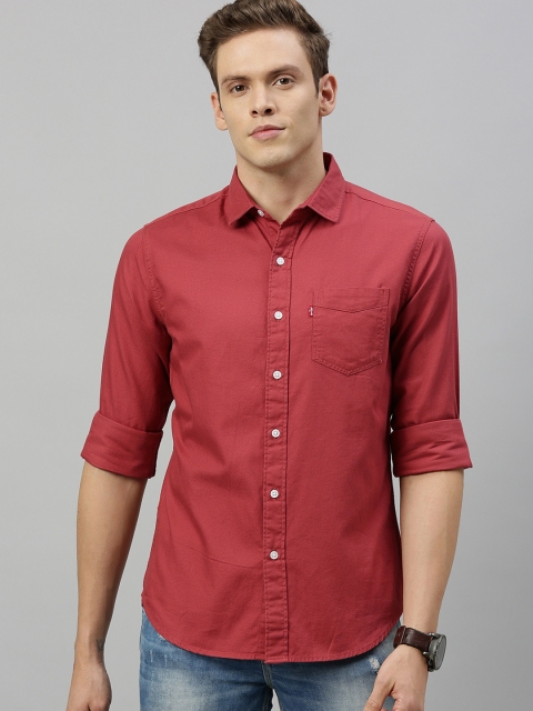 

Levis Men Red Slim Fit Solid Casual Shirt
