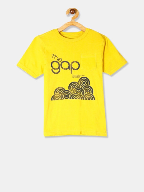 

GAP Boys Yellow Printed Round Neck T-shirt