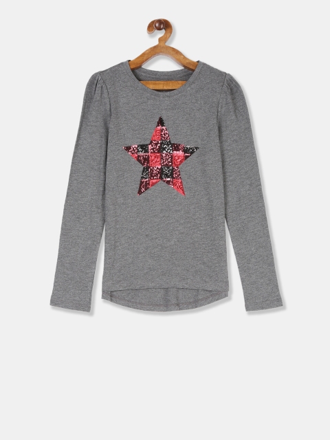 

GAP Girls Grey Long Sleeve Star Embellished T-Shirt