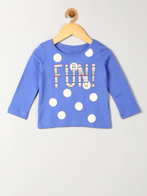 

GAP Girls Blue & White Printed Round Neck T-shirt