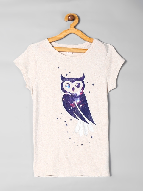 

GAP Girls Beige Printed Round Neck T-shirt