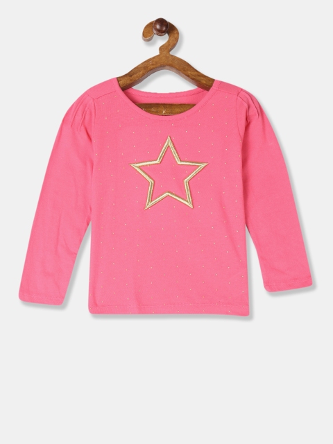 

GAP Girls Pink & Yellow Embroidered Round Neck T-shirt