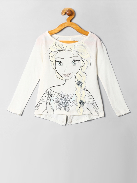 

GAP Boys White & Black Disney Princess Printed Round Neck T-shirt