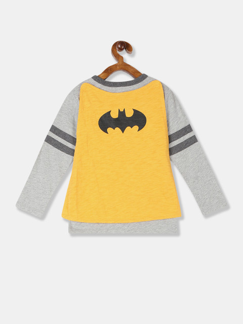 

GAP Boys Grey & Yellow Batman Printed Round Neck Cape T-shirt