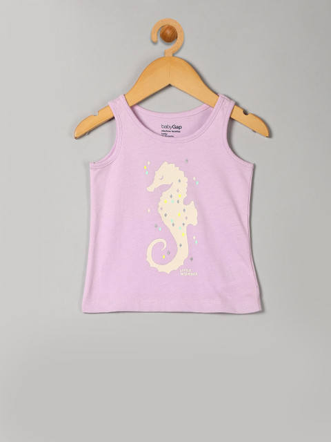 

GAP Girls Lavender Printed Round Neck T-shirt