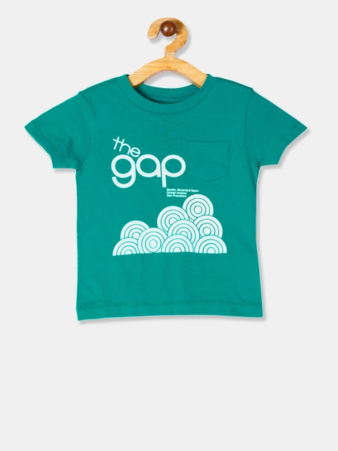 

GAP Boys Green & White Printed Round Neck T-shirt