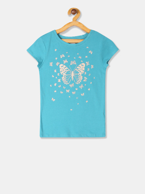 

GAP Girls Blue Printed Round Neck T-shirt