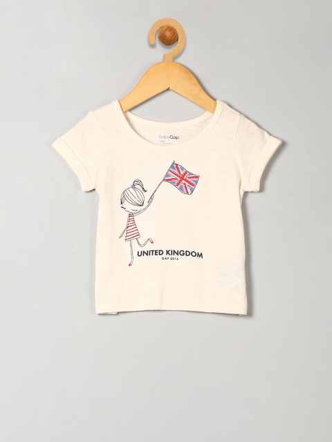 

GAP Boys Cream-Coloured & Red Printed Round Neck Pure Cotton T-shirt