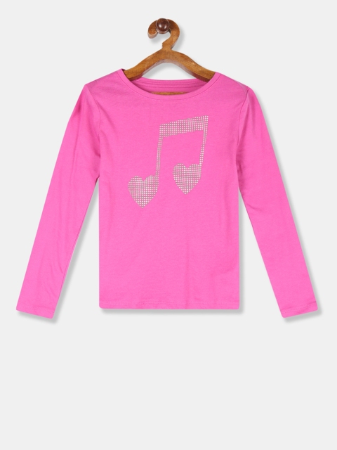 

GAP Girls Pink Printed Round Neck T-shirt