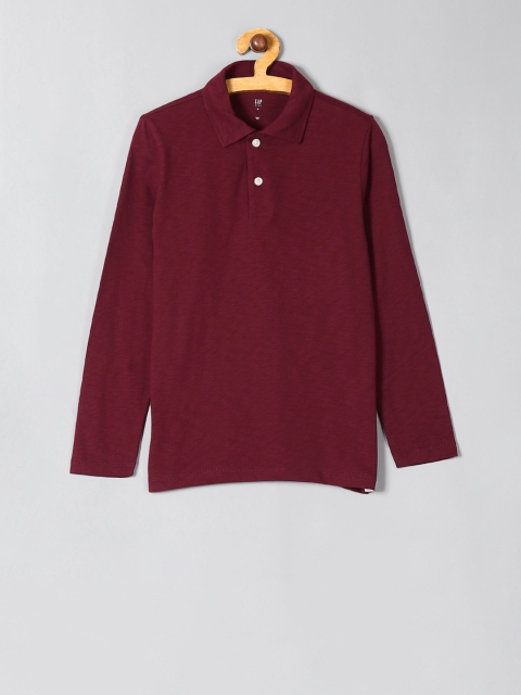 

GAP Boys Maroon Solid Polo Collar T-shirt