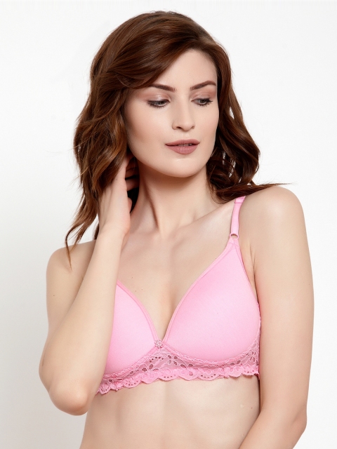 

Quttos Pink Lace Non-Wired Lightly Padded T-shirt Bra QT-BR-4007-PNK-30B