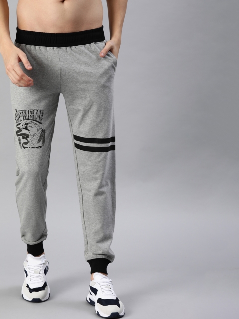 

HERE&NOW Men Grey Melange Printed Joggers