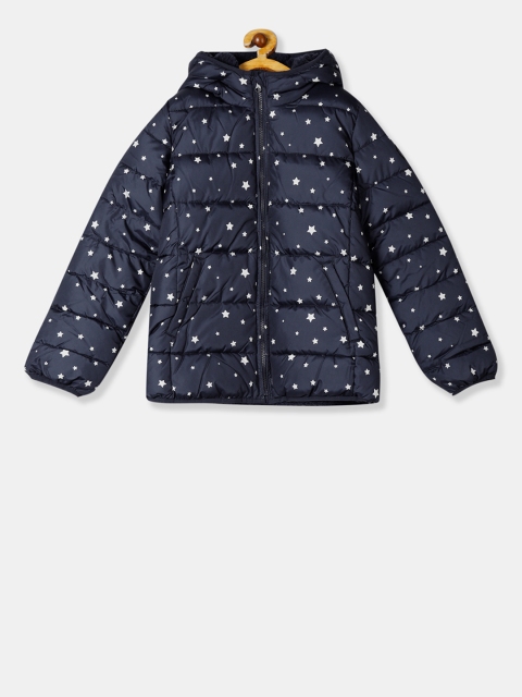 

GAP Girls Navy Blue & White Printed Puffer Jacket