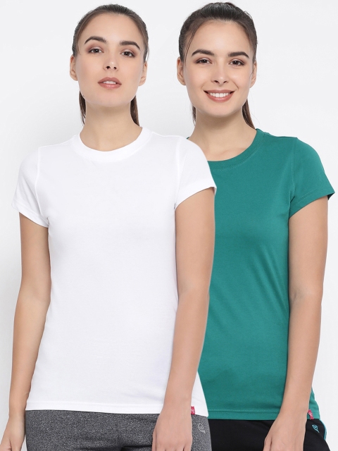 

Macrowoman W-Series Women Pack of 2 Solid Round Neck T-shirts, White
