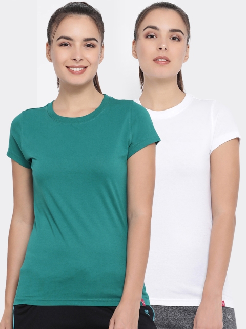 

Macrowoman W-Series Women Pack of 2 Solid Round Neck T-shirts, White