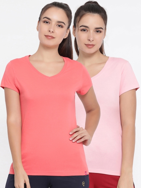 

Macrowoman W-Series Women Pack of 2 Solid V-Neck T-shirt, Orange