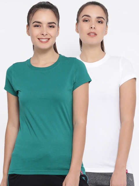 

Macrowoman W-Series Women Pack of 2 Solid Round Neck T-shirts, White