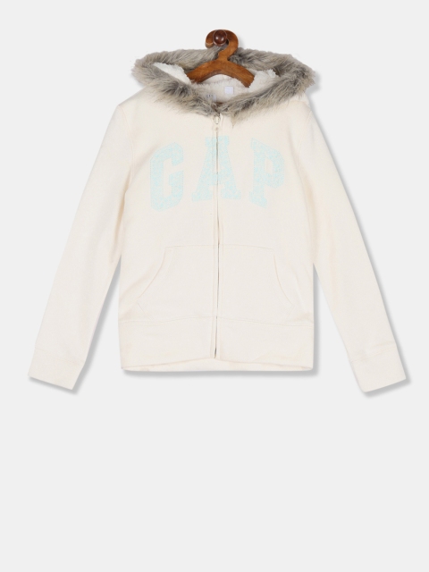 

GAP Girls Off-White Embroidered Logo Hooded Sweatshirt