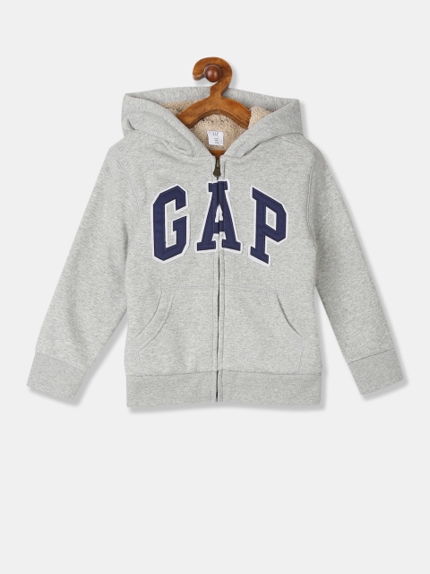 

GAP Boys Grey Brand Logo Printed Hooded Sweatshirt