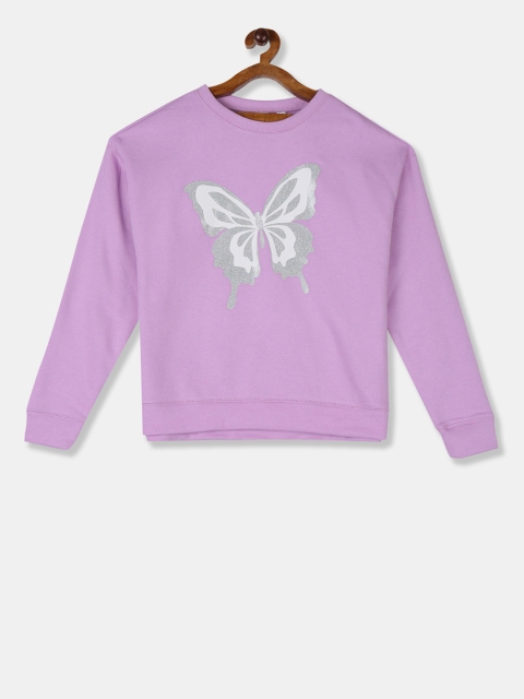 

GAP Girls Purple & Off-White Printed Graphic Print Pullover Sweatshirt