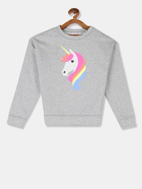 

GAP Girls Grey & Pink Printed Sweatshirt