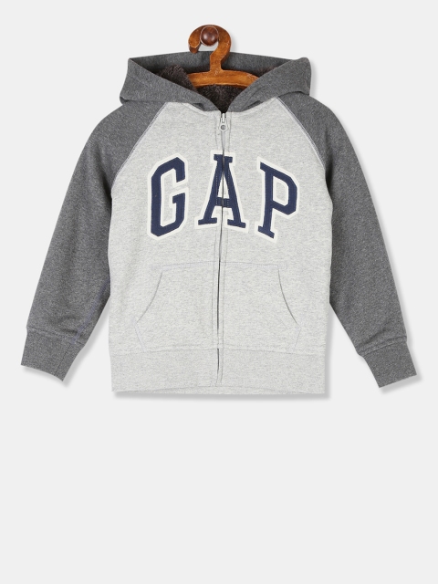 

GAP Boys Grey Printed Hooded Sweatshirt
