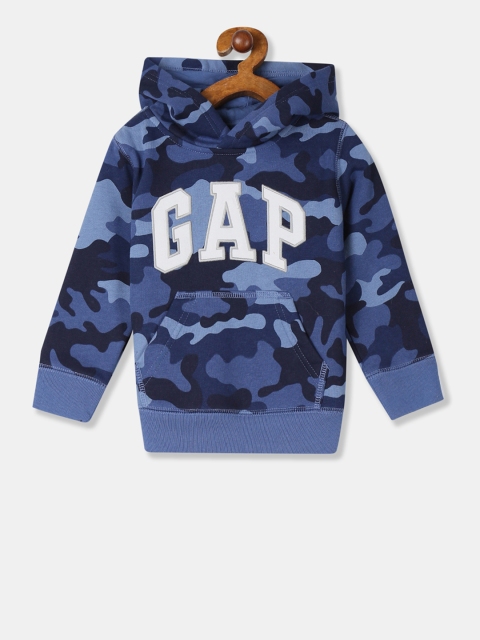 

GAP Boys Blue Printed Hooded Sweatshirt