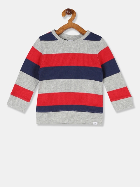 

GAP Boys Grey & Red Striped Sweatshirt