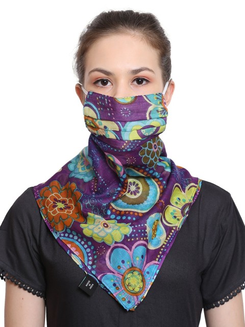 

Anekaant Women 3-Ply Reusable Printed Cotton Scarf Style Face Mask, Multi