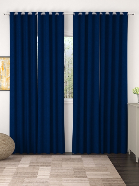 

Story@home Navy Blue Set of 4 Jacquard Textured Door Curtains