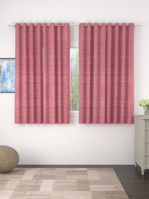 

Story@home Pink Set of 4 Jacquard Textured Window Curtains