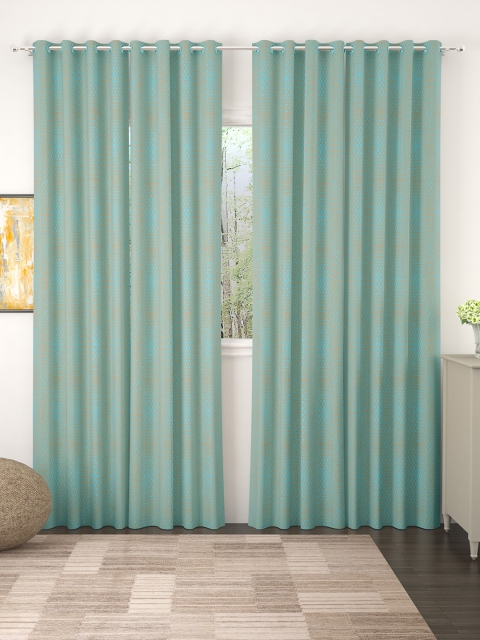 

Story@home Turquoise Blue & Beige Set of 4 Jacquard Door Curtains