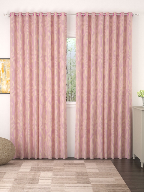

Story@home Pink & Beige Jacquard Set of 4 Door Curtains