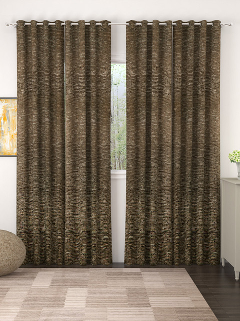 

Story@home Brown & Beige Set of 4 Door Curtains